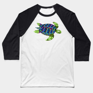 green radioactive turtle in ecopop mutant pattern from the floral caribbean art Baseball T-Shirt